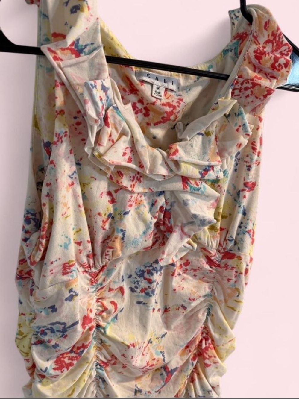 CAbi Cream Multi-Color Ruffle Sleeveless Top - Picture 2 of 7